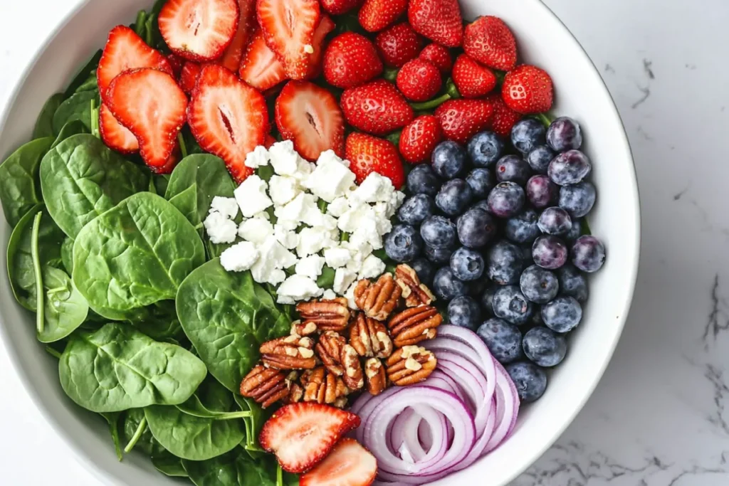 Berry Spinach Salad with Pecans and Feta Cheese