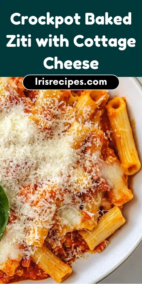 Easy Crockpot Baked Ziti with Cottage Cheese