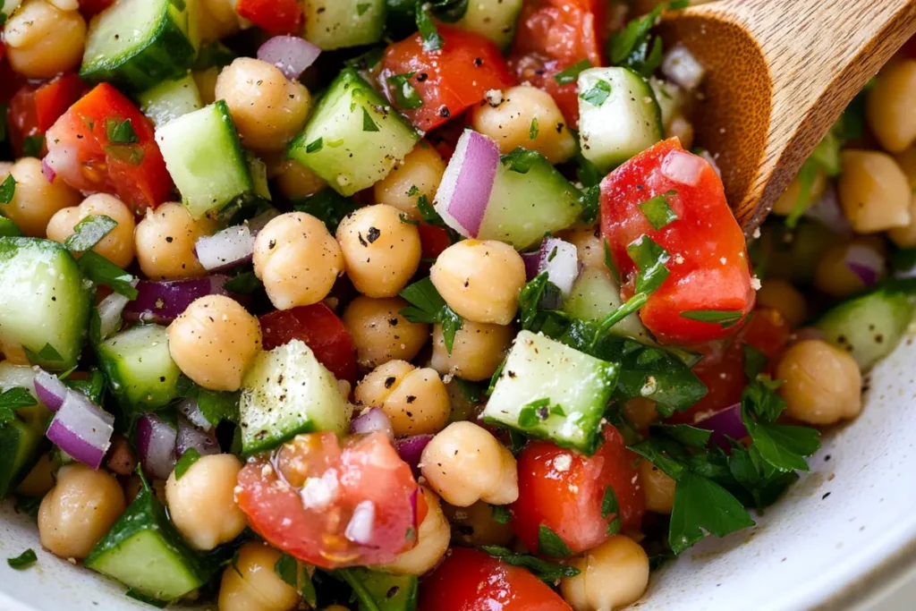 Healthy Chickpea Salad with Fresh Vegetables