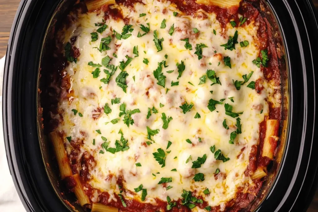 Mozzarella topping ziti