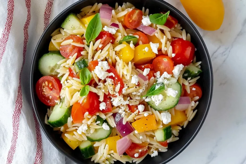 Rainbow Orzo Salad_ Easy 20-Minute Mediterranean Side Dish