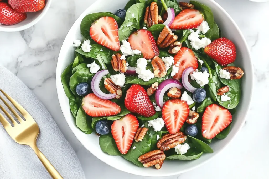 Strawberry Spinach Feta Salad with Balsamic Dressing