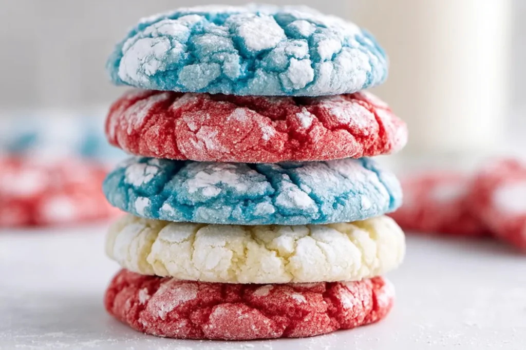 4th of July Cake Mix Cookies _ Red White & Blue