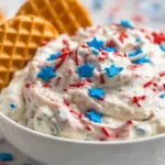 Creamy Red, White and Blue Cake Batter Dip