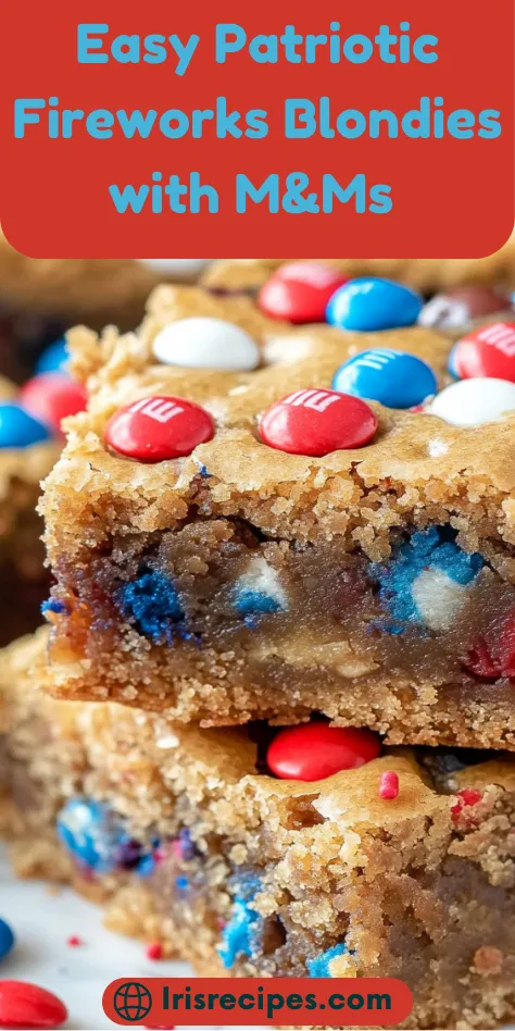 Easy Patriotic Fireworks Blondies with M&Ms