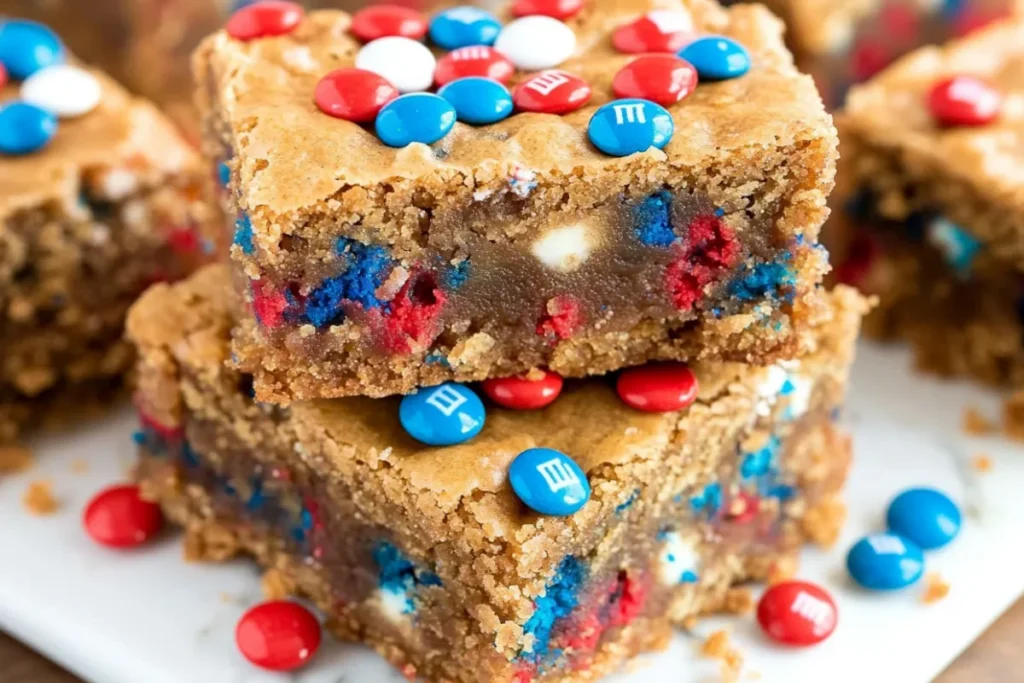 Festive Fireworks Blondies with Colorful M&Ms