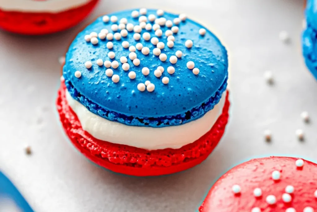 Homemade Red & Blue Macarons for July 4th Celebrations