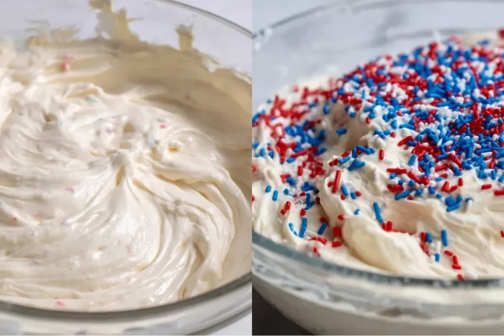 No-Bake Red, White and Blue Funfetti Treat