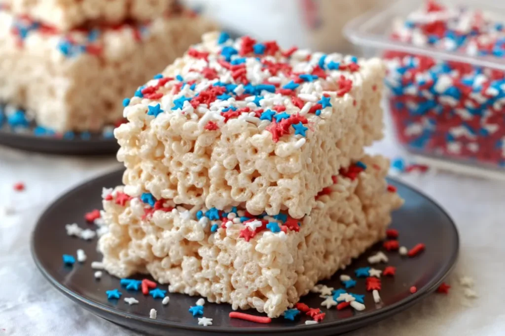 Red, White & Blue Rice Krispie Treats _ 4th of July Recipe