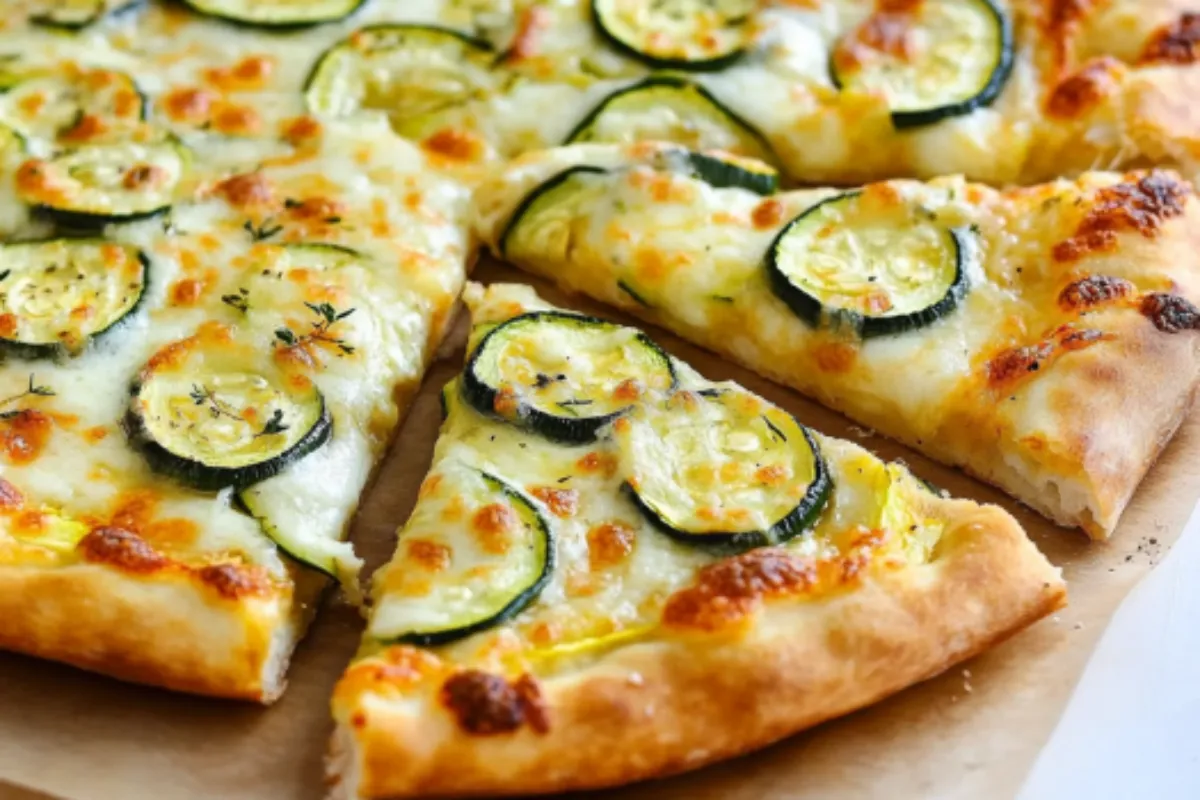 Zucchini Sheet Pan Pizza with Mozzarella