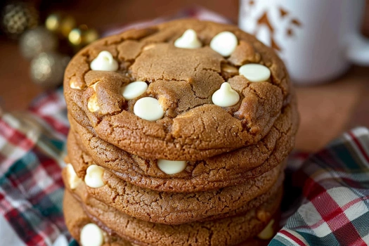 Bakery-Style Gingerbread White Chocolate Chip Cookies