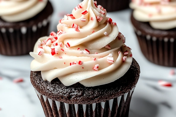 Chocolate Peppermint Bark Cupcakes