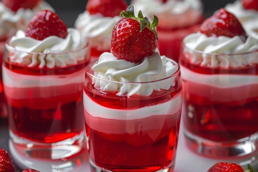 Easy Layered Strawberry Jello Cups