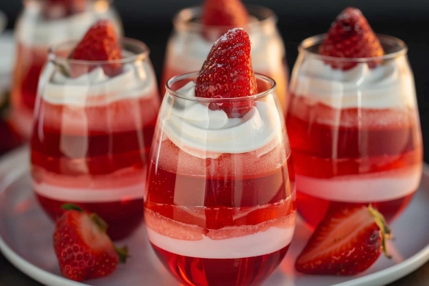 Layered Strawberry Jello Cups Simple & Delicious Treat