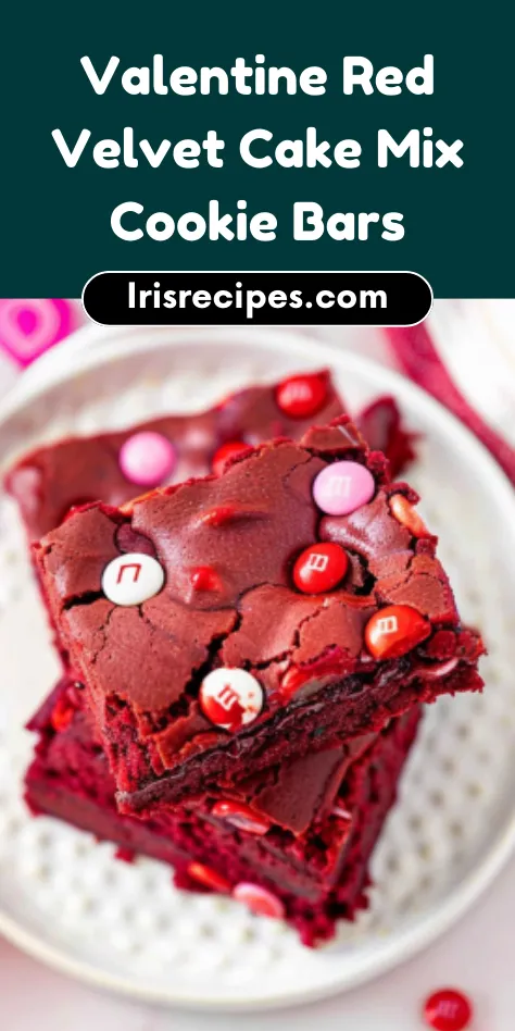 Valentine Red Velvet Cookie Bars Simple & Festive Treat