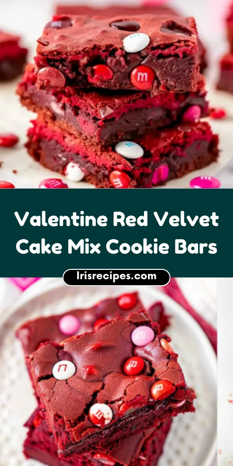 Valentine Red Velvet Cookie Bars Sweet & Easy Recipe