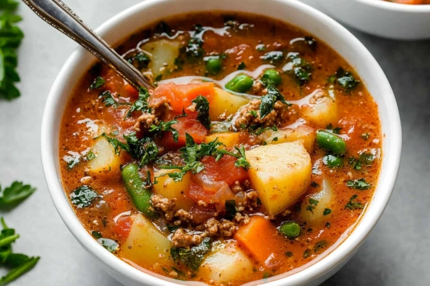 Easy Crockpot Hamburger Soup Recipe