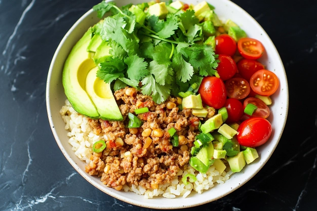 Easy Ground Turkey Bowls with Cauliflower Spanish Rice Recipe