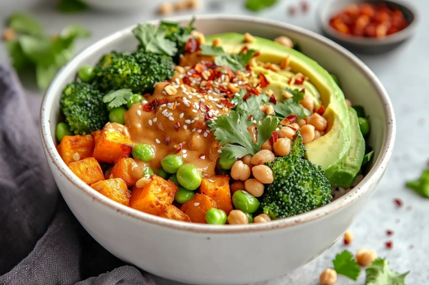 Easy Thai Peanut Sweet Potato Buddha Bowl Recipe