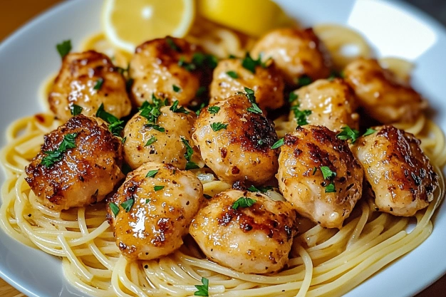 Garlic Butter Chicken Bites with Creamy Parmesan Pasta