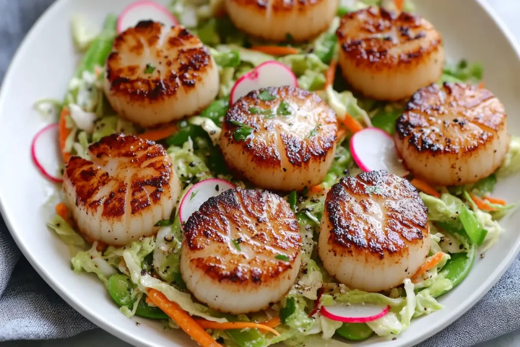 Green Goddess Slaw and Sea Scallops