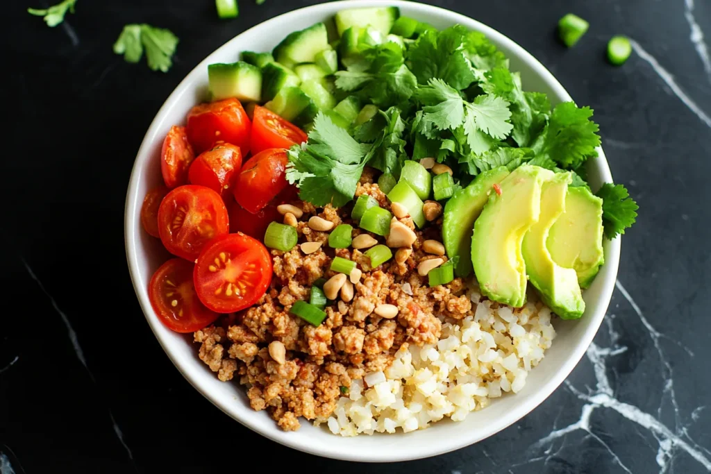 Ground Turkey Taco Bowls with Cauliflower Spanish Rice