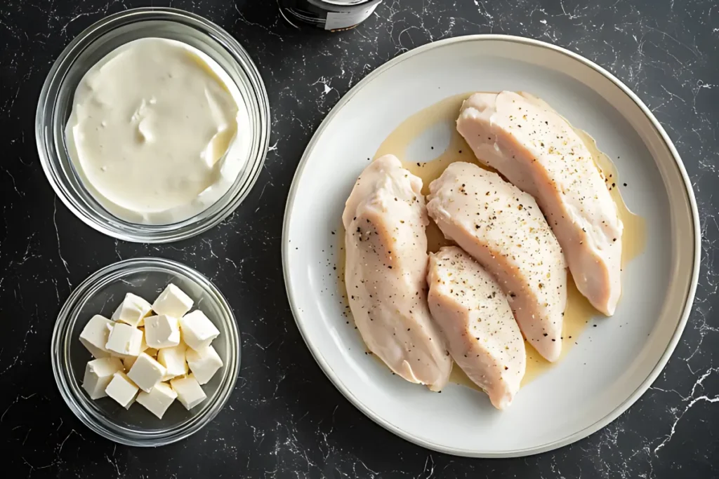 Ingredients For Creamy CrockPot Dry Ranch Dressing Chicken