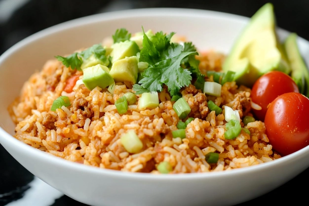 Ingredients For Ground Turkey Taco Bowls with Cauliflower Spanish Rice