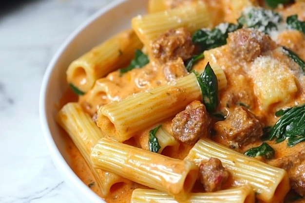 One Pot Creamy Sausage Rigatoni Recipe