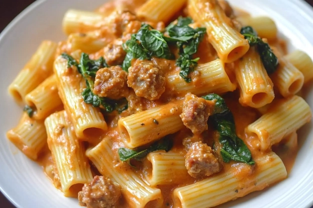 One Pot Creamy Sausage Rigatoni