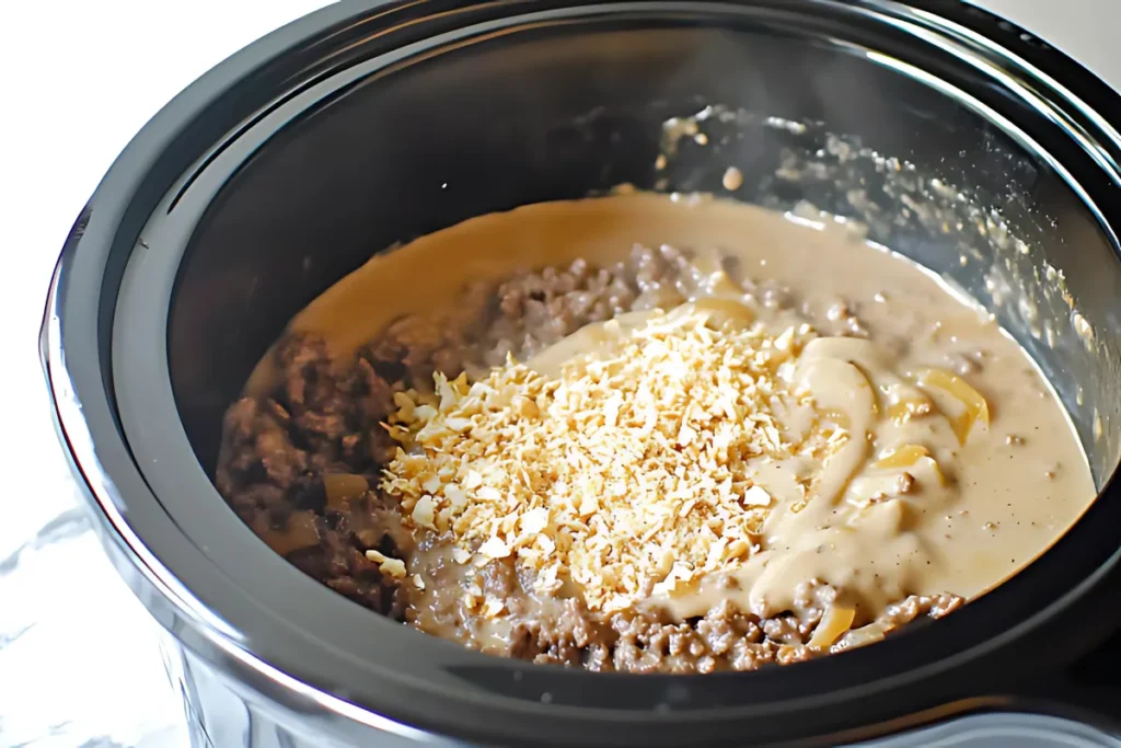 Step by step Crockpot Ground Beef