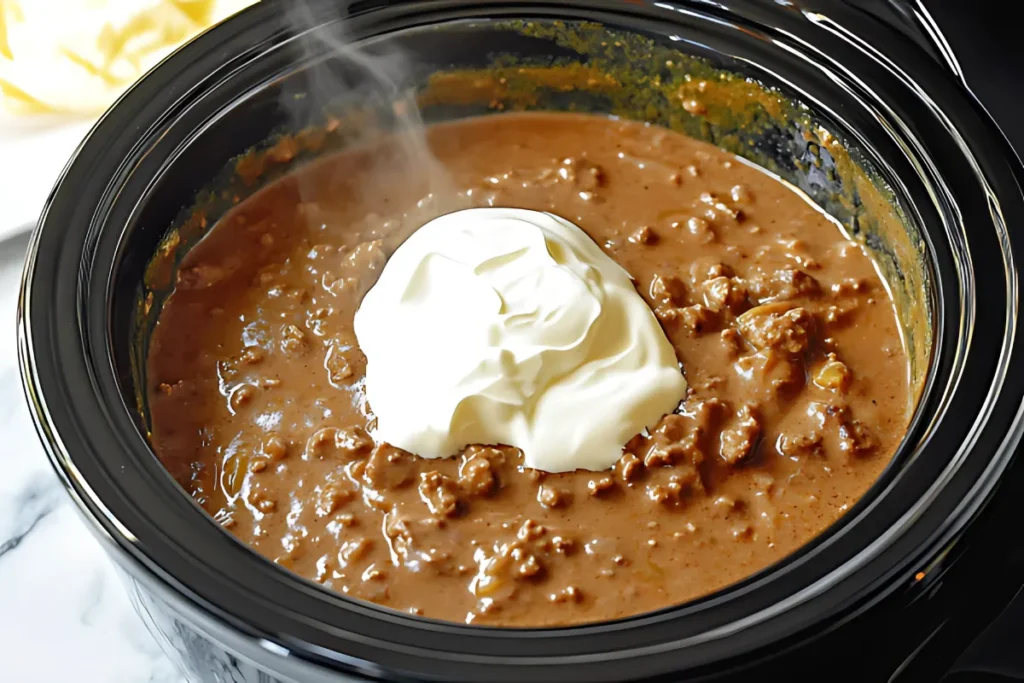 Step by step Crockpot Ground Beef Stroganoff Recipe