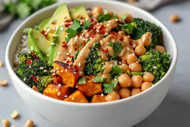 Thai Peanut Sweet Potato Buddha Bowl