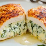 Easy Cheesy Spinach Stuffed Chicken Breasts