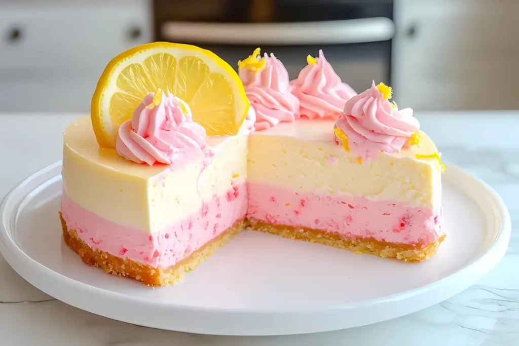 Lemon Cheesecake with Strawberry Crust