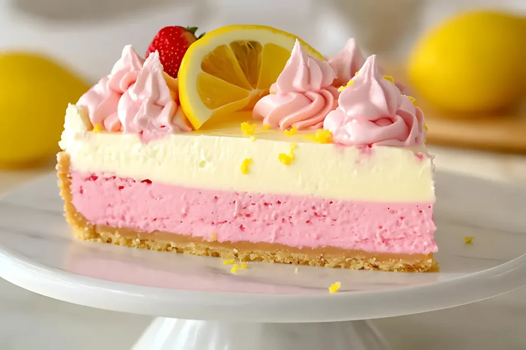 eASY Lemon Cheesecake with Strawberry Crust