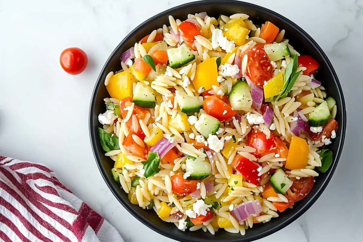 Rainbow Orzo Salad Recipe - Fresh