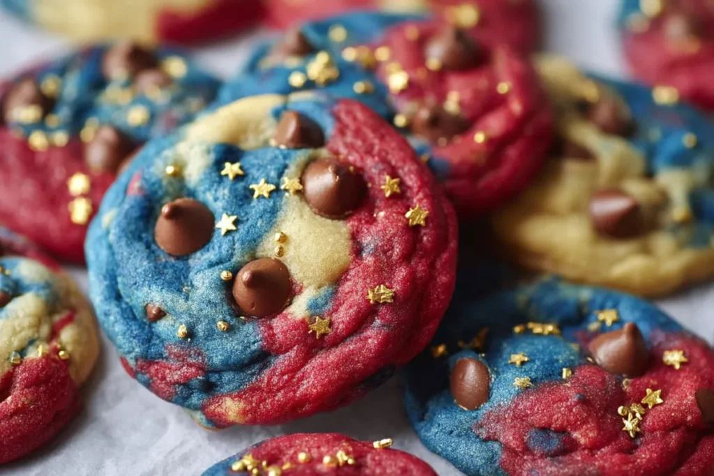Bite of patriotic chocolate chip cookies
