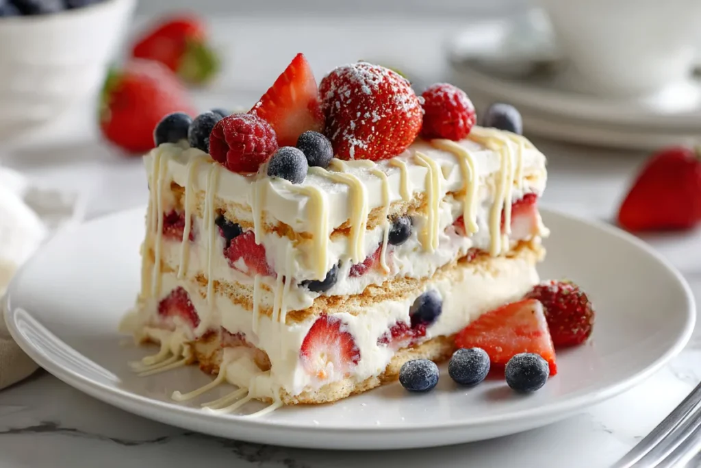 Easy No Bake Summer Berry Icebox Cake