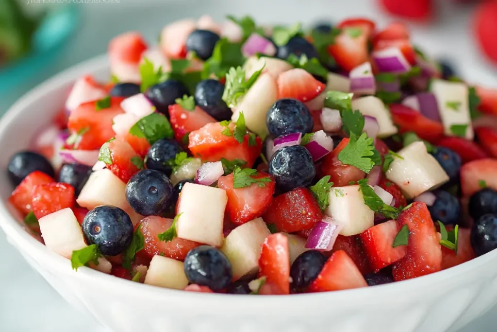 Healthy Patriotic Fruit Salsa for Independence Day