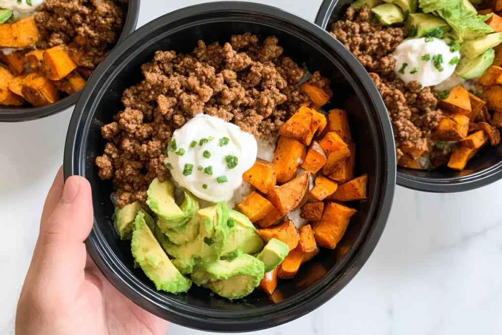 Hot Honey Beef Bowls with Sweet Potato