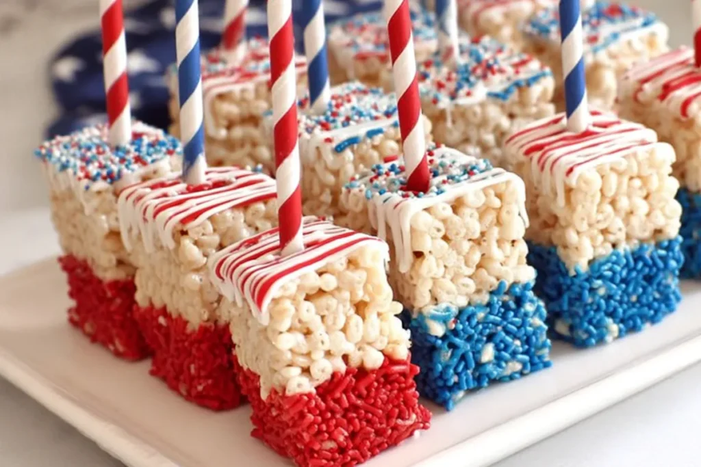No-Bake American Flag Rice Krispie Treats
