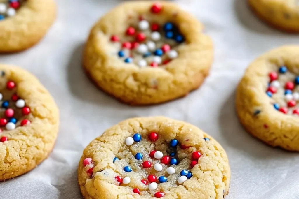Patriotic Thumbprint Cookies With Vanilla Icing - Red White Blue