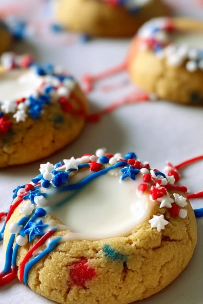 Perfect Patriotic Thumbprint Cookies With Vanilla Icing