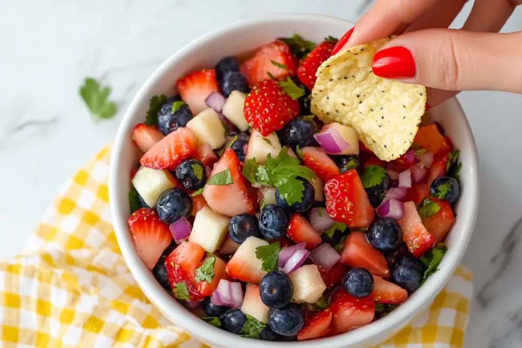 Red, White & Blue Fruit Salsa for July 4th Celebrations
