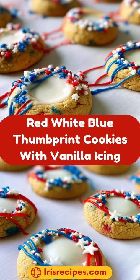 Red White Blue Thumbprint Cookies With Vanilla Icing