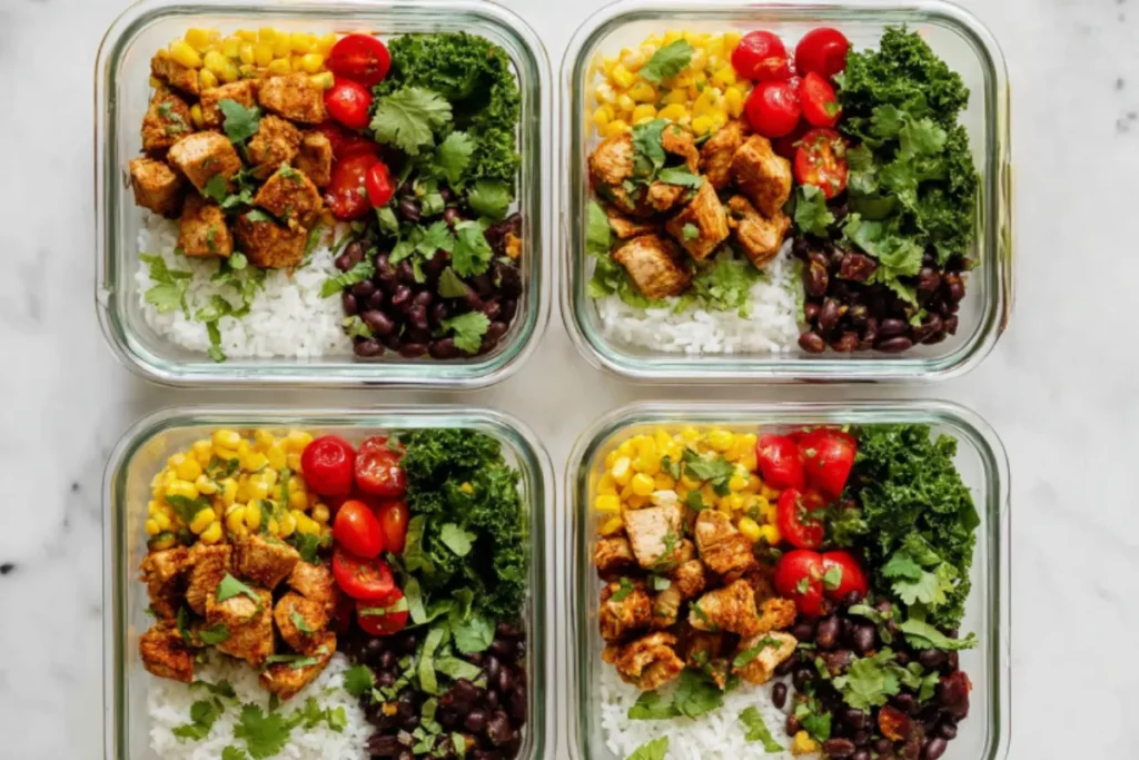 Southwest Chicken Burrito Bowls with Avocado Lime Sauce
