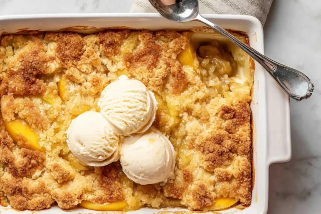 3 Ingredient Peach Cobbler Recipe (Ready in 40 Minutes!)