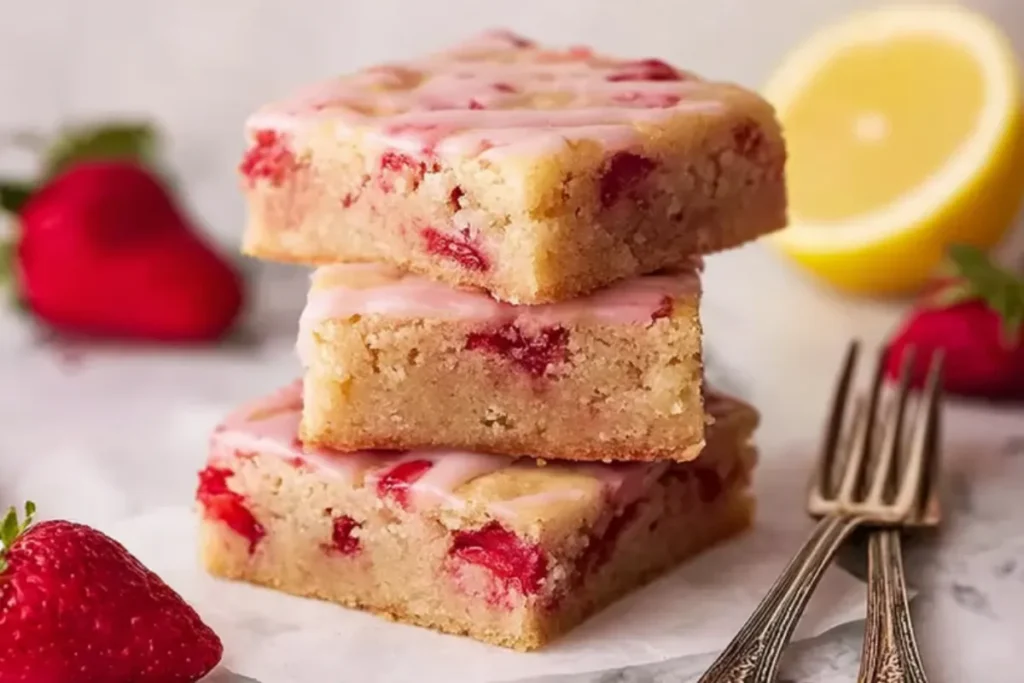 Easy Strawberry Lemon Blondies Recipe