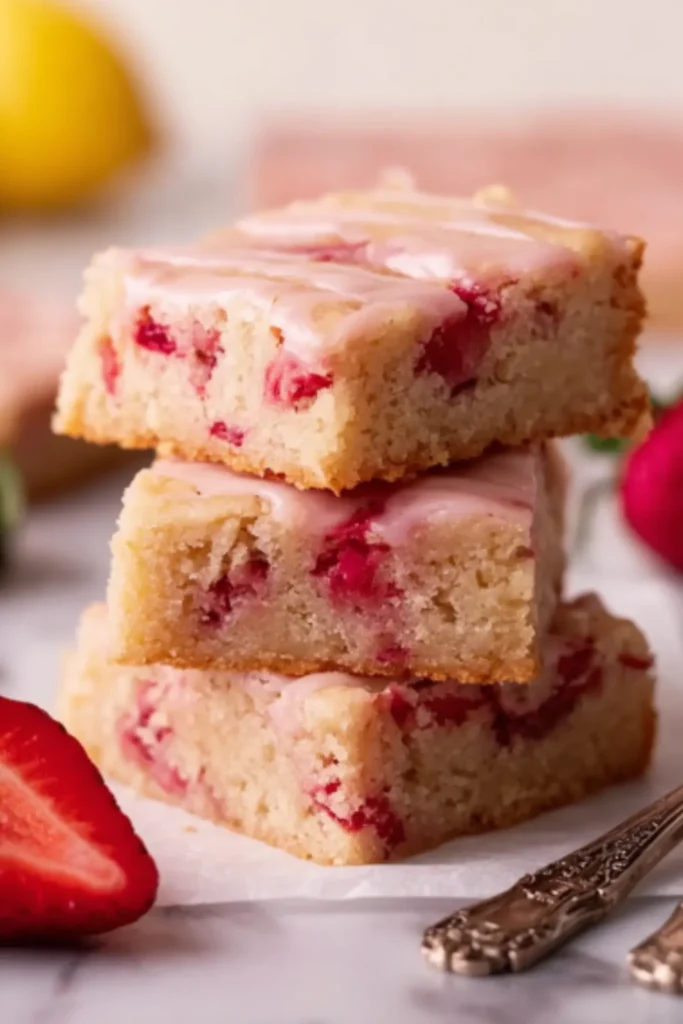 Fresh Strawberry Lemon Blondies